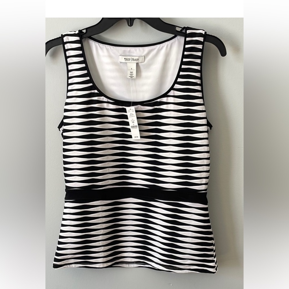White House Black Market Fitted Black and White Tank Top